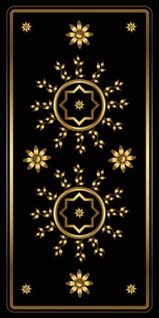 Gold prayer mat pattern. With Black background. Muslim prayer rug. vector