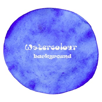 Designed abstract hand painted watercolor background. In blue isolated on white. Vector illustration.