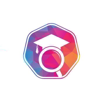 Graduate Hat and Magnifying Glass logo design. Student finder vector logo template.