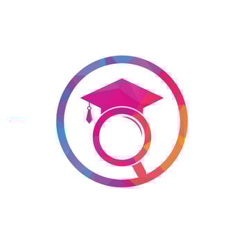 Graduate Hat and Magnifying Glass logo design. Student finder vector logo template.