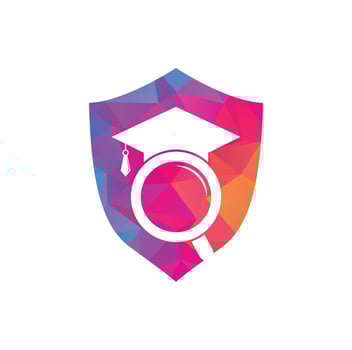 Graduate Hat and Magnifying Glass logo design. Student finder vector logo template.