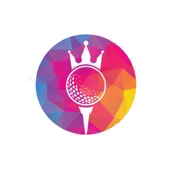King golf vector logo design. Golf ball with crown vector icon.