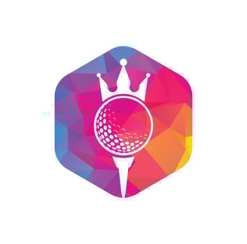 King golf vector logo design. Golf ball with crown vector icon.