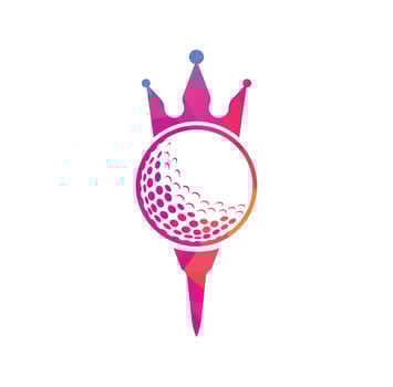 King golf vector logo design. Golf ball with crown vector icon.