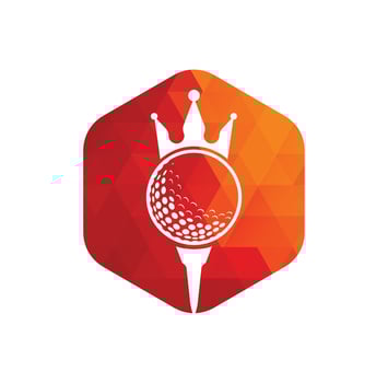 King golf vector logo design. Golf ball with crown vector icon.
