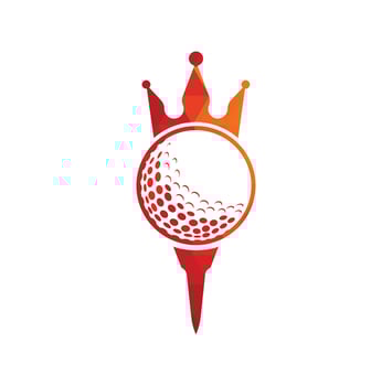 King golf vector logo design. Golf ball with crown vector icon.