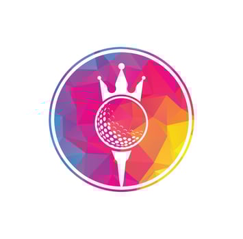 King golf vector logo design. Golf ball with crown vector icon.