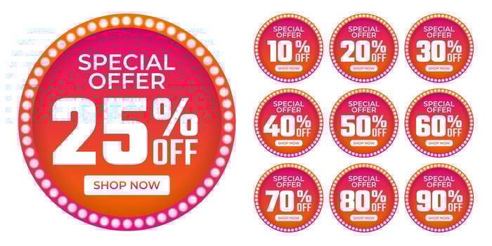 Sale tags set vector badge Special offer and discount promotion big mega flash sale