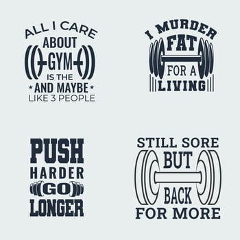 Gym Or Fitness T-Shirt Design Set. Gym T-Shirt Print, Vector Illustration
