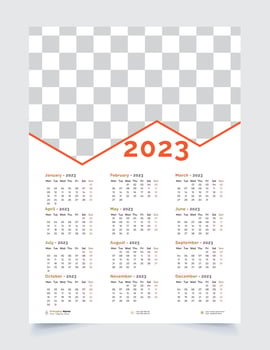 2023 wall calendar template design vector