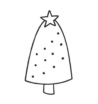 Spruce Vector Christmas Tree Illustration Doodle Isolated on White background Concept of Christmas and Santa