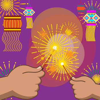 cute cartoon illustration of diwali day vector