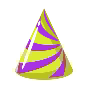 Birthday hat. Paper cap holiday icon isolated on white background and party celebration. Funny colorful object for carnival and surprise accessory in shape cone vector illustration