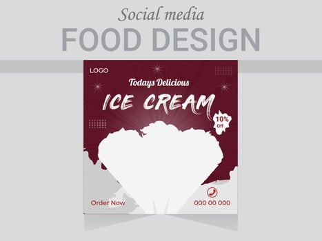 Vector Social Media Post Design Template. Modern restaurant and fast food poster layout.