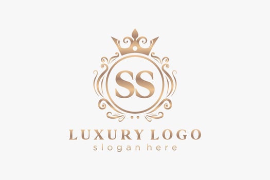 Initial SS Letter Royal Luxury Logo template in vector art for Restaurant, Royalty, Boutique, Cafe, Hotel, Heraldic, Jewelry, Fashion and other vector illustration.