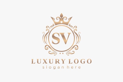 Initial SV Letter Royal Luxury Logo template in vector art for Restaurant, Royalty, Boutique, Cafe, Hotel, Heraldic, Jewelry, Fashion and other vector illustration.