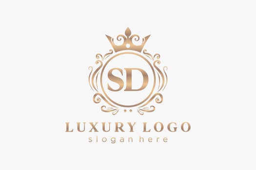 Initial SD Letter Royal Luxury Logo template in vector art for Restaurant, Royalty, Boutique, Cafe, Hotel, Heraldic, Jewelry, Fashion and other vector illustration.