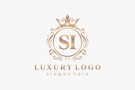 Initial SI Letter Royal Luxury Logo template in vector art for Restaurant, Royalty, Boutique, Cafe, Hotel, Heraldic, Jewelry, Fashion and other vector illustration.
