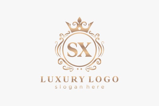 Initial SX Letter Royal Luxury Logo template in vector art for Restaurant, Royalty, Boutique, Cafe, Hotel, Heraldic, Jewelry, Fashion and other vector illustration.