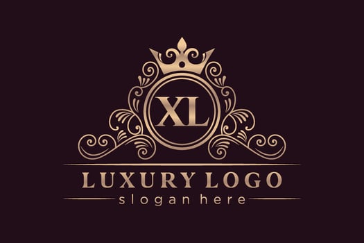 XL Initial Letter Gold calligraphic feminine floral hand drawn heraldic monogram antique vintage style luxury logo design Premium Vector