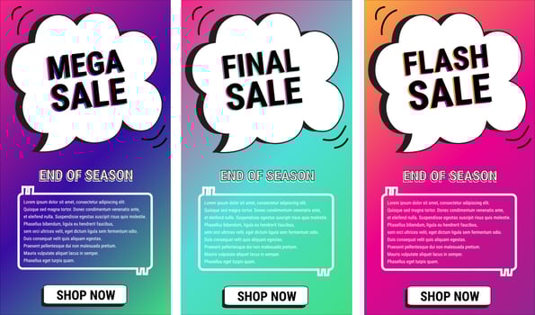 Set special offer sale sign. Advertising Discounts symbol. Sale banners. Gradient colors shape. Abstract design concept. Eps10 Vector