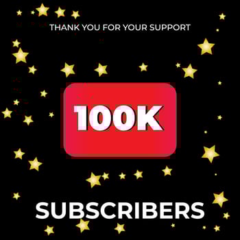 100K subscribers celebration background design black with gold star vector