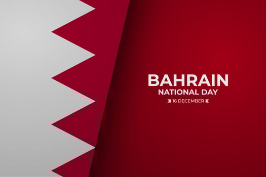 Bahraini memorial holiday 16th of December with 3D flag. Bahrain happy national day greeting card, banner with template text vector illustration.