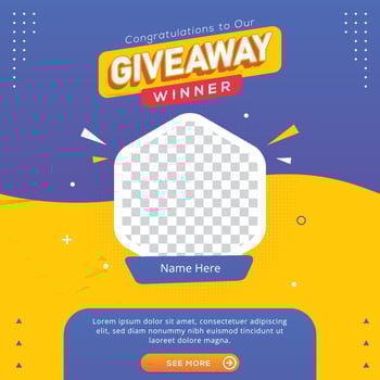 Giveaway winner banner congratulation greeting for social media post template vector