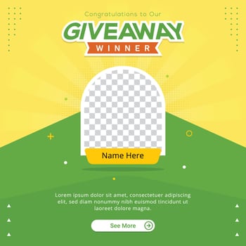 Giveaway winner banner congratulation greeting for social media post template vector