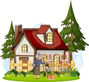 Senior woman relaxing in the garden vector