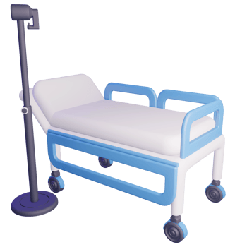 3D Hospital Bed Isolated Object with High Quality Render png