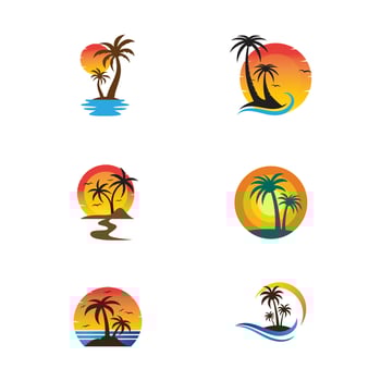 Palm tree summer logo template vector