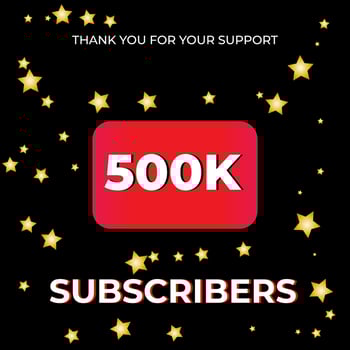 500k subscribers background black with golden star. can be used for social media banners vector