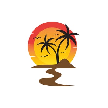 Palm tree summer logo template vector