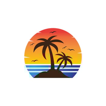 Palm tree summer logo template vector