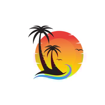 Palm tree summer logo template vector