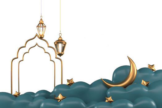 Ramadan Kareem Greeting elements background Islamic with decorative mosque , crescent moon and cloud png