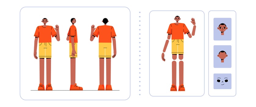 Character animation set with standing man vector