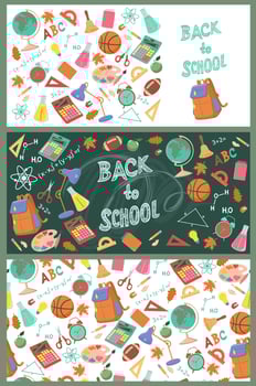 Collection of banners back to school. Vector graphics.