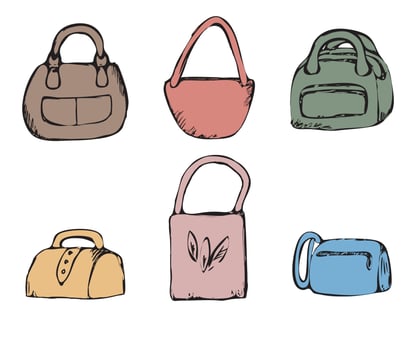 Collection of women luxury handbags vector