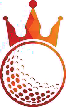 King golf vector logo design. Golf ball with crown vector icon.