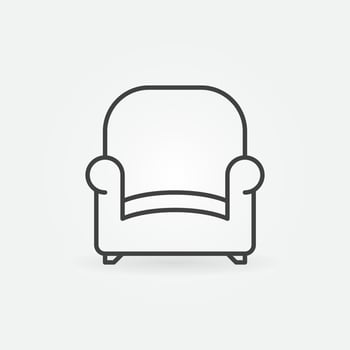 Armchair outline vector concept icon or symbol