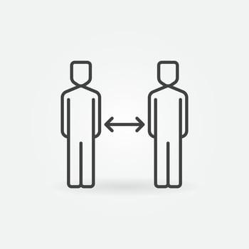 Distance Between People linear icon. Vector Distancing symbol