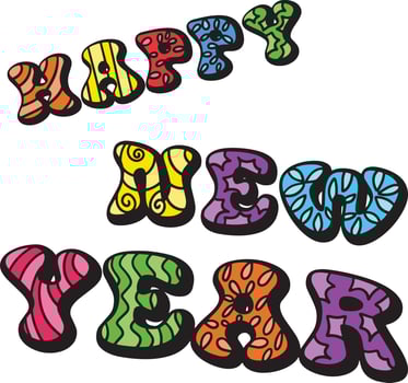 Happy New Year Banner Cartoon Colored Clipart vector