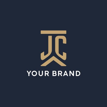 JC initial monogram logo design in a rectangular style with curved sides vector