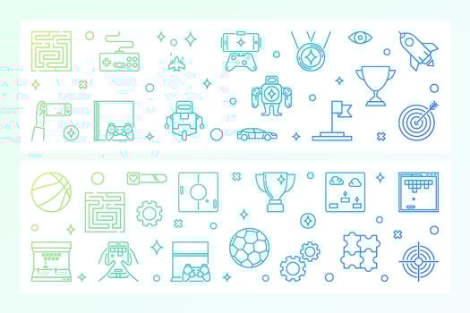 Games concept creative banners. Vector illustration