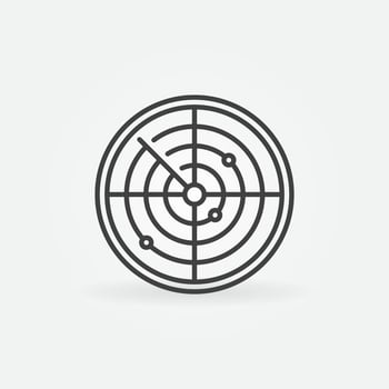 Radar Display outline vector concept round icon