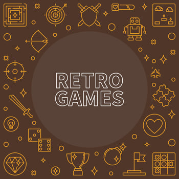 Retro Games outline frame. Vector illustration