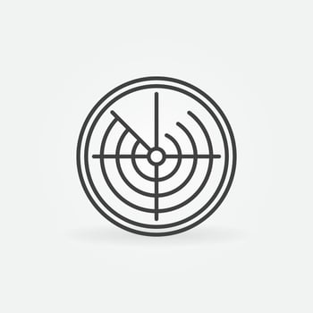 Vector Radar Display thin line concept round icon