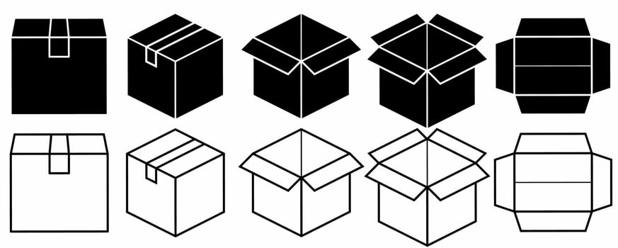 box icon set isolated on white background vector